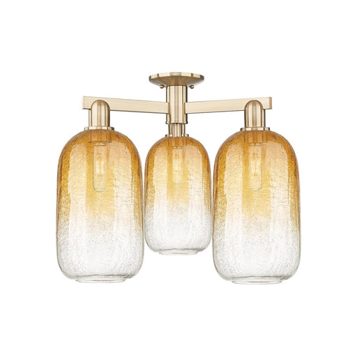 Innovations Brookhaven Cloche 3Lt 25" Semi-Flush, CBZ/Amber - 716-3F-CB-G482-7AM