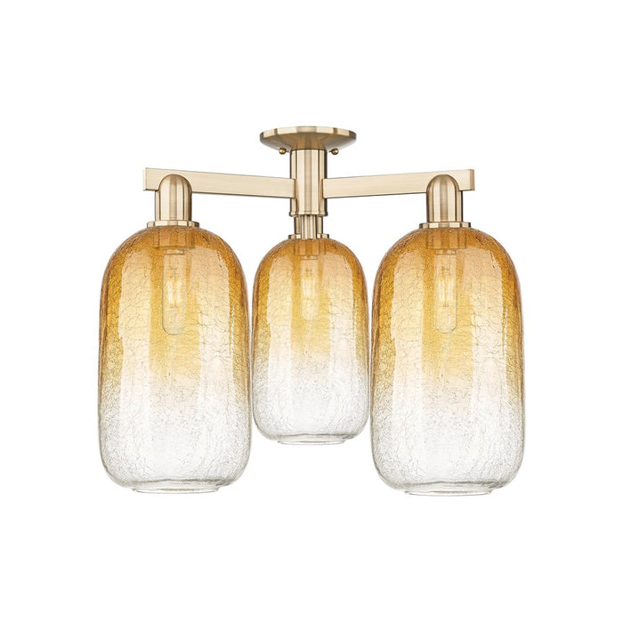 Innovations Brookhaven Cloche 3Lt 25" Semi-Flush, CBZ/Amber - 716-3F-CB-G482-7AM
