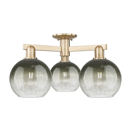 Innovations Brookhaven Globe 25in 3-Light Semi-Flush Mount | Industrial Champagne Bronze Steel and Slate Glass | Entryway & | Model 716-3F-CB-G483-8SL
