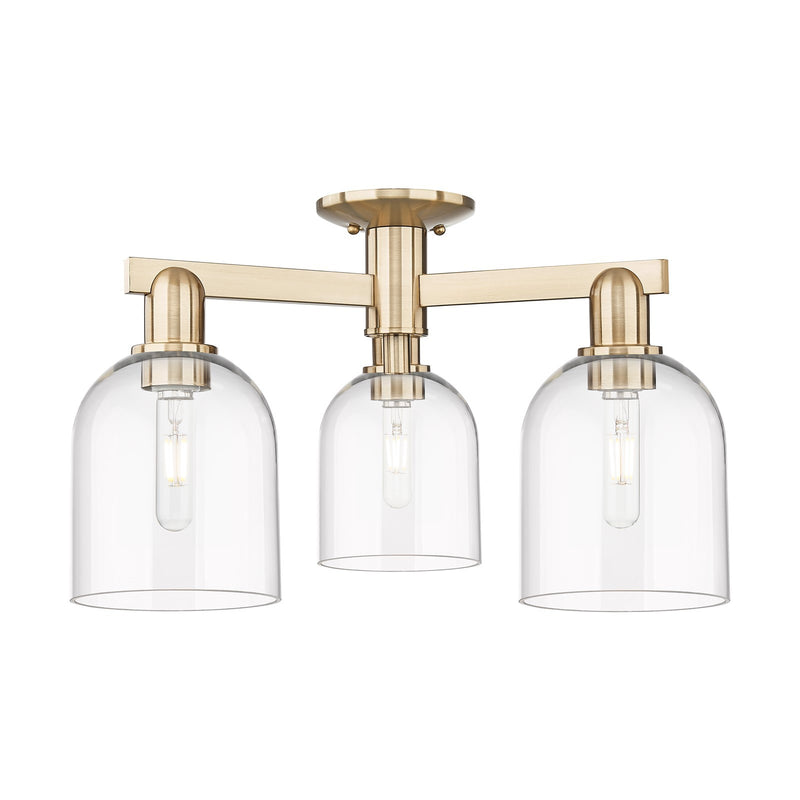 Innovations Bella 23in 3-Light Semi-Flush Mount | Industrial Champagne Bronze Steel and Clear Glass | Entryway & Hallway | 23 x | Model 716-3F-CB-G558-6CL