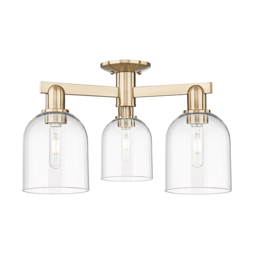 Innovations Bella 23in 3-Light Semi-Flush Mount | Industrial Champagne Bronze Steel and Clear Glass | Entryway & Hallway | 23 x | Model 716-3F-CB-G558-6CL