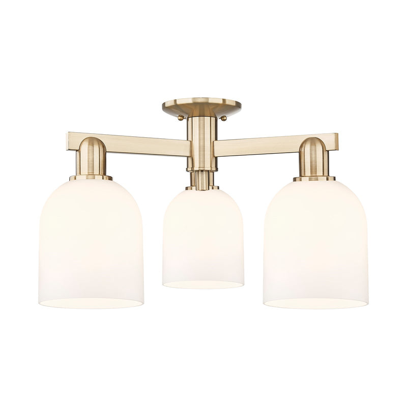 Innovations Bella 23in 3-Light Semi-Flush Mount | Industrial Champagne Bronze Steel and White Glass | Entryway & Hallway | 23 | Model 716-3F-CB-G558-6GWH