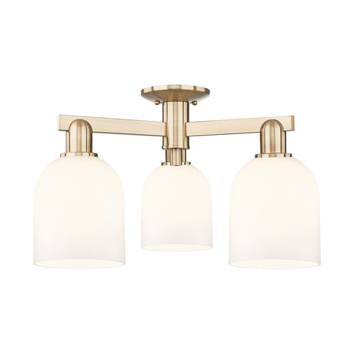 Innovations Bella 23in 3-Light Semi-Flush Mount | Industrial Champagne Bronze Steel and White Glass | Entryway & Hallway | 23 | Model 716-3F-CB-G558-6GWH