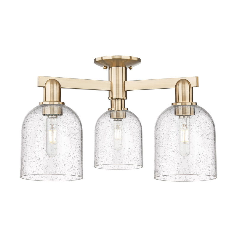 Innovations Bella 23in 3-Light Semi-Flush Mount | Industrial Champagne Bronze Steel and Seedy Glass | Living Room & Dining | Model 716-3F-CB-G558-6SDY