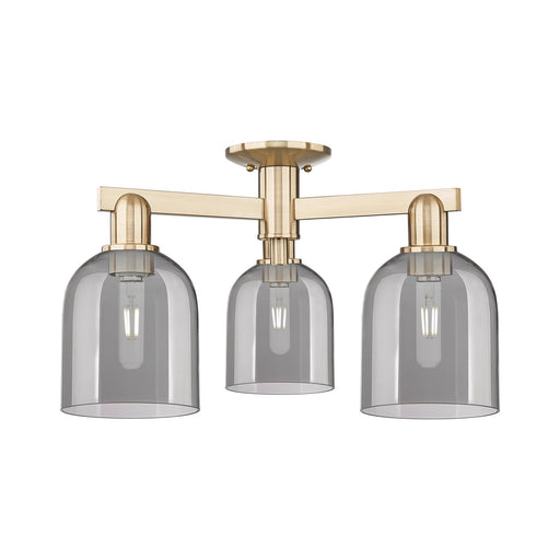 Innovations Bella 23in 3-Light Semi-Flush Mount | Industrial Champagne Bronze Steel and Cast Brass with Light Smoke Glass | Model 716-3F-CB-G558-6SM