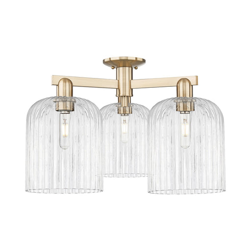 Innovations Bridal Veil 26in 3-Light Semi-Flush Mount | Industrial Champagne Bronze Steel and Clear Ribbed Glass | Entryway & | Model 716-3F-CB-G559-8CL