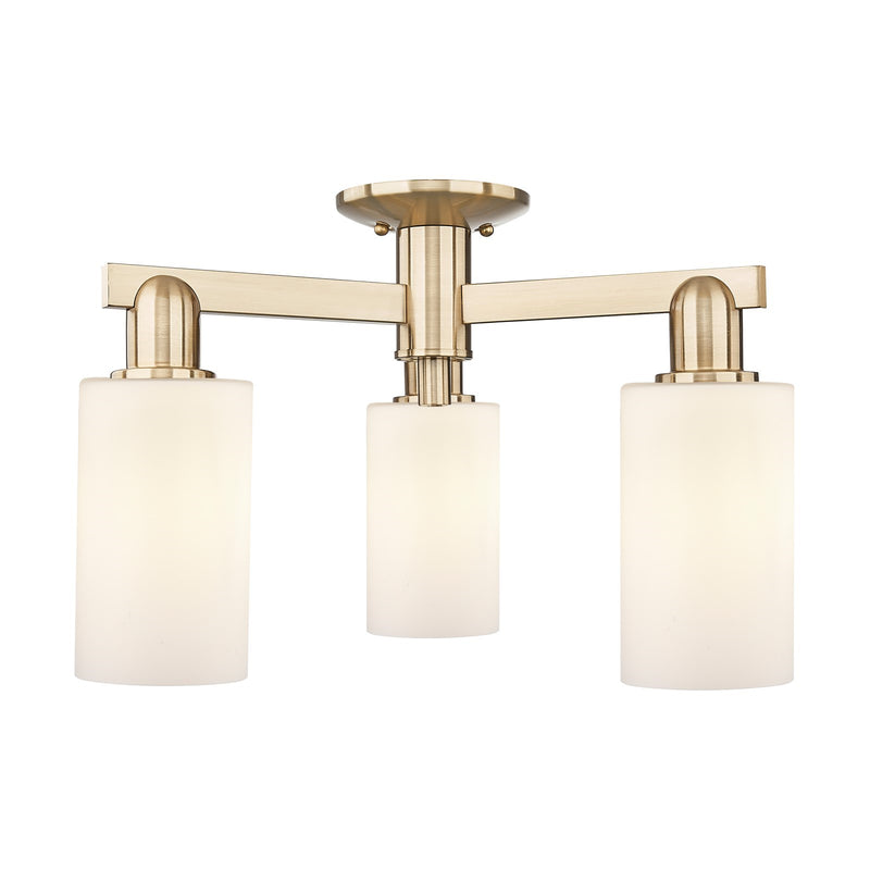 Innovations Clymer 21in 3-Light Semi-Flush Mount | Industrial Champagne Bronze Steel and Matte White Glass | Damp Rated Entryway & | Model 716-3F-CB-G801