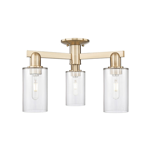 Innovations Clymer 21in 3-Light Semi-Flush Mount | Industrial Champagne Bronze Steel and Clear Glass | Entryway & Hallway | 21.38 x | Model 716-3F-CB-G802