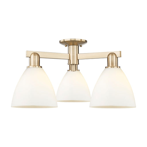 Innovations Bristol 25in 3-Light Semi-Flush Mount | Industrial Champagne Bronze Steel and Matte White Glass | Entryway & Hallway | Model 716-3F-CB-GBD-751