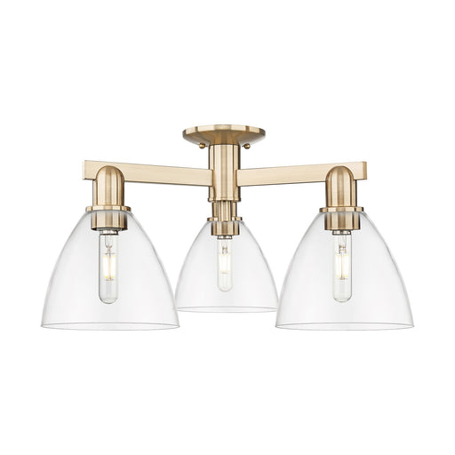 Innovations Bristol 25in 3-Light Semi-Flush Mount | Industrial Champagne Bronze Steel and Clear Glass | Entryway & Hallway | 25 | Model 716-3F-CB-GBD-752