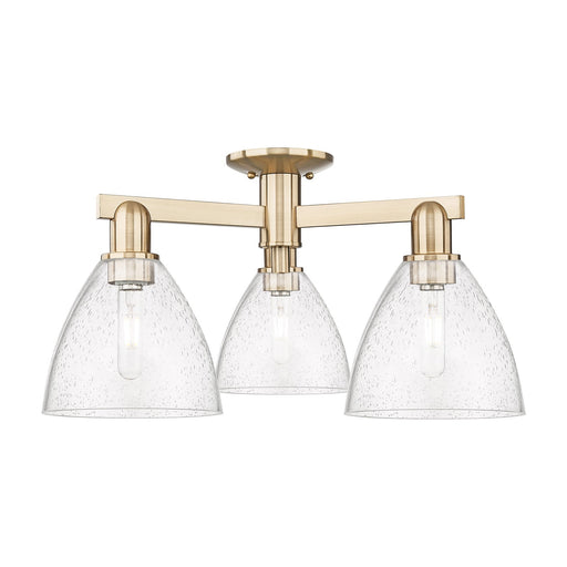 Innovations Bristol 25in 3-Light Semi-Flush Mount | Industrial Champagne Bronze Steel and Seedy Glass | Entryway & Hallway | 25 | Model 716-3F-CB-GBD-754
