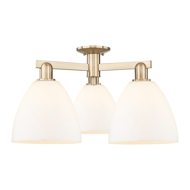Innovations Bristol 27in 3-Light Semi-Flush Mount | Industrial Champagne Bronze Steel and Matte White Glass | Living Room & | Model 716-3F-CB-GBD-91