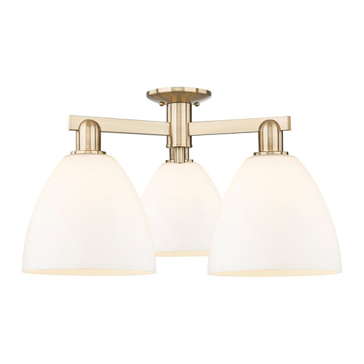 Innovations Bristol 27in 3-Light Semi-Flush Mount | Industrial Champagne Bronze Steel and Matte White Glass | Living Room & | Model 716-3F-CB-GBD-91