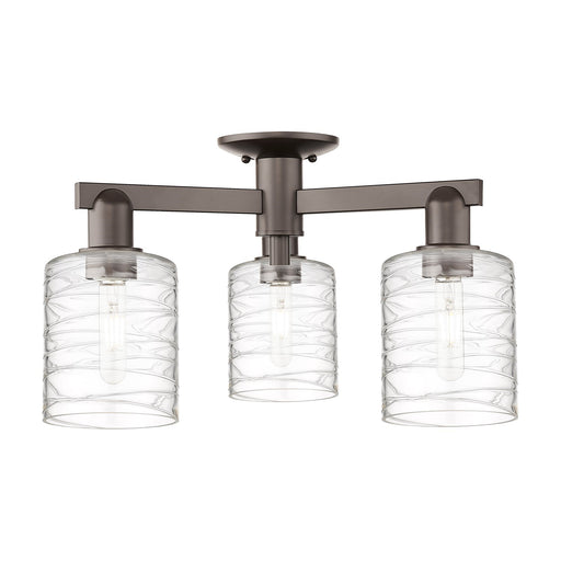 Innovations Cobbleskill 23in 3-Light Semi-Flush Mount | Industrial Oil Rubbed Bronze Steel and Clear Deco Swirl Glass | Entryway & | Model 716-3F-OB-G1113