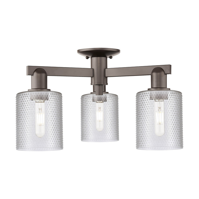 Innovations Cobbleskill 23in 3-Light Semi-Flush Mount | Industrial Oil Rubbed Bronze Steel and Clear Glass | Entryway & Hallway | Model 716-3F-OB-G112