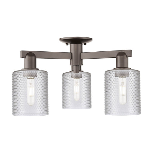 Innovations Cobbleskill 23in 3-Light Semi-Flush Mount | Industrial Oil Rubbed Bronze Steel and Clear Glass | Entryway & Hallway | Model 716-3F-OB-G112