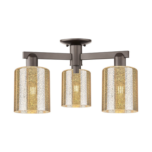 Innovations Cobbleskill 23in 3-Light Semi-Flush Mount | Industrial Oil Rubbed Bronze Steel and Mercury Glass | Entryway & Hallway | Model 716-3F-OB-G116