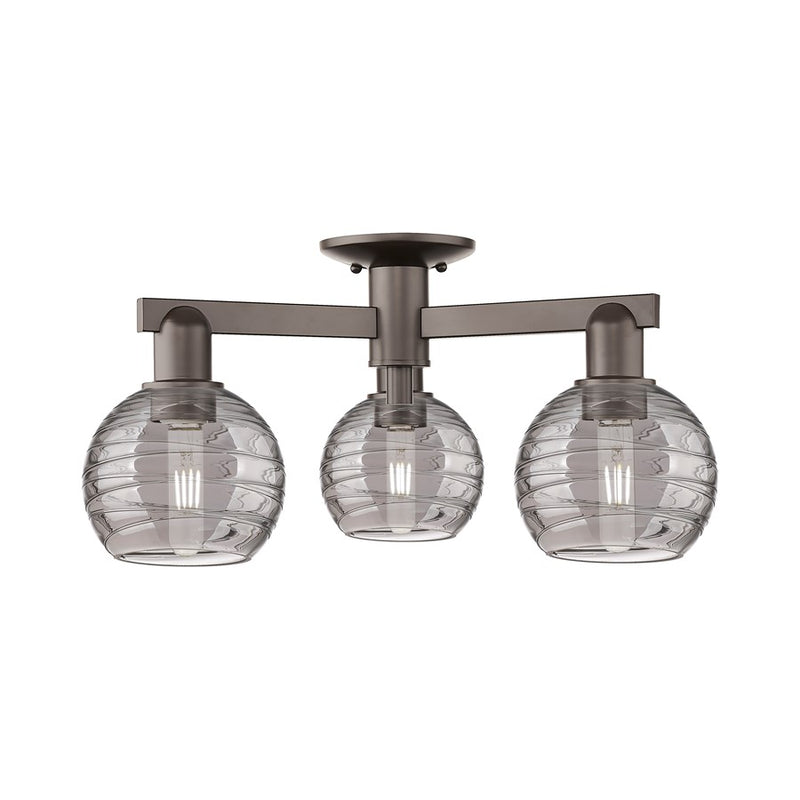 Innovations Athens Deco Swirl 3Lt 23" Semi-Flush, BZ/Smoke - 716-3F-OB-G1213-6SM
