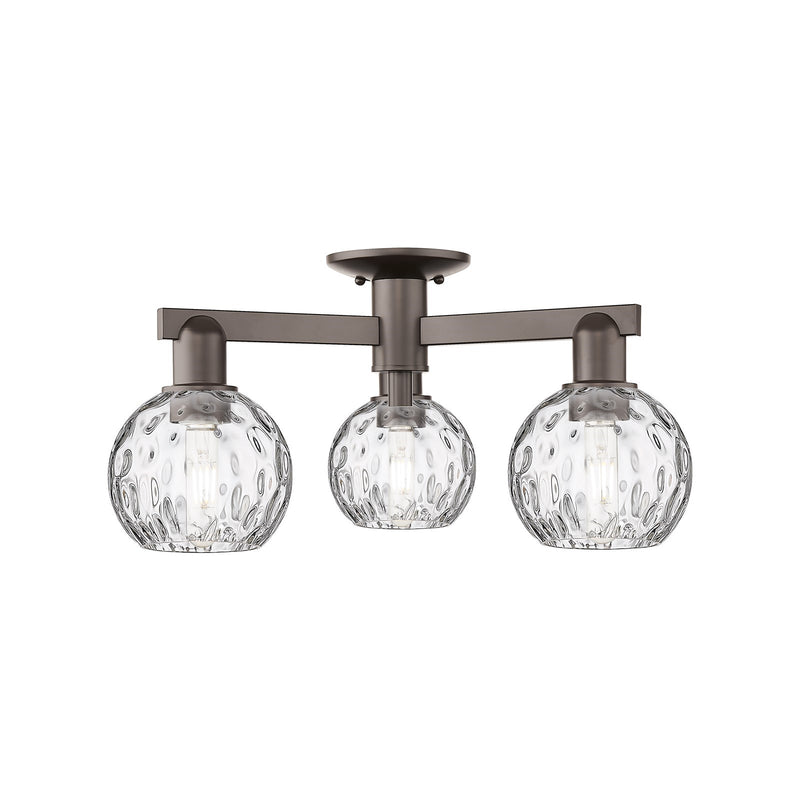 Innovations Athens Water Glass 24in 3-Light Semi-Flush Mount | Industrial Oil Rubbed Bronze Steel and Clear Glass | Entryway & | Model 716-3F-OB-G1215-6