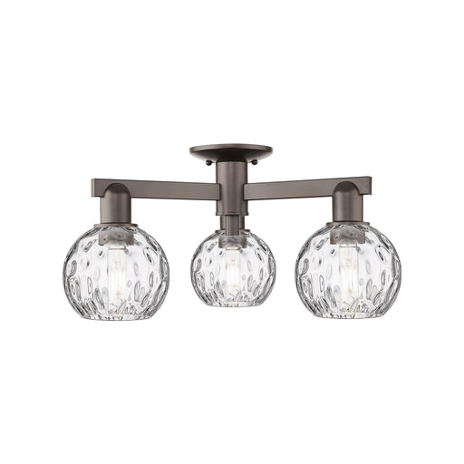 Innovations Athens Water Glass 24in 3-Light Semi-Flush Mount | Industrial Oil Rubbed Bronze Steel and Clear Glass | Entryway & | Model 716-3F-OB-G1215-6