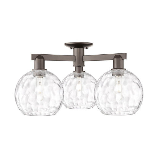 Innovations Athens Water Glass 26in 3-Light Semi-Flush Mount | Industrial Oil Rubbed Bronze Steel and Clear Glass | Entryway & | Model 716-3F-OB-G1215-8