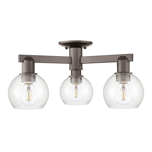Innovations Athens 23in 3-Light Semi-Flush Mount | Industrial Oil Rubbed Bronze Steel and Clear Glass | Damp-Rated Entryway & | Model 716-3F-OB-G122-6