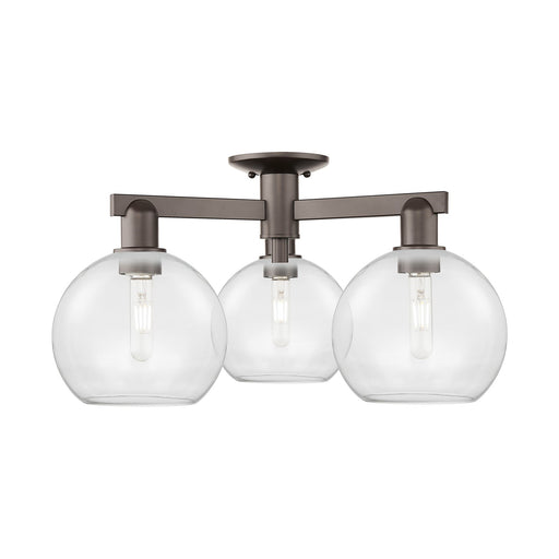 Innovations Athens 26in 3-Light Semi-Flush Mount | Industrial Oil Rubbed Bronze Steel and Clear Glass | Entryway & Hallway | 25.5 | Model 716-3F-OB-G122-8