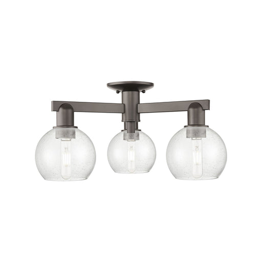 Innovations Athens 23.38in 3-Light Semi-Flush Mount | Industrial Oil Rubbed Bronze Steel and Seedy Glass | Entryway & Hallway | Model 716-3F-OB-G124-6