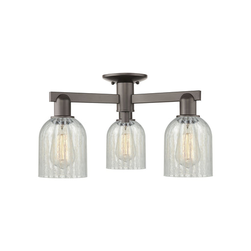 Innovations Caledonia 23in 3-Light Semi-Flush Mount | Industrial Oil Rubbed Bronze Steel and Mouchette Glass | Entryway & Hallway | Model 716-3F-OB-G2511