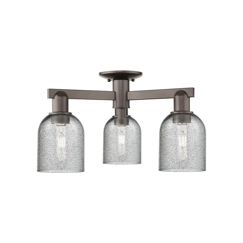 Innovations Caledonia 23in 3-Light Semi-Flush Mount | Industrial Oil Rubbed Bronze Steel and Charcoal Glass | Entryway & Hallway | Model 716-3F-OB-G257