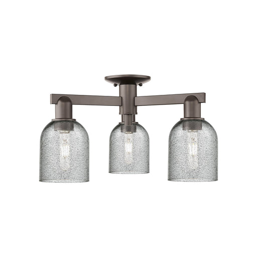 Innovations Caledonia 23in 3-Light Semi-Flush Mount | Industrial Oil Rubbed Bronze Steel and Charcoal Glass | Entryway & Hallway | Model 716-3F-OB-G257