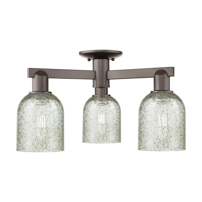 Innovations Caledonia 22.5in 3-Light Semi-Flush Mount | Industrial Oil Rubbed Bronze Steel and Mica Glass | Damp Location Hallway & | Model 716-3F-OB-G259