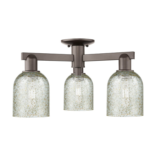 Innovations Caledonia 22.5in 3-Light Semi-Flush Mount | Industrial Oil Rubbed Bronze Steel and Mica Glass | Damp Location Hallway & | Model 716-3F-OB-G259