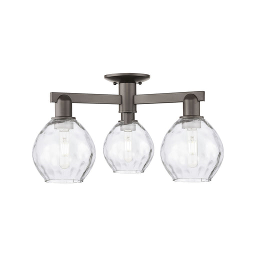 Innovations Waverly 24in 3-Light Semi-Flush Mount | Industrial Oil Rubbed Bronze Steel and Clear Glass | Entryway & Hallway | 23.5 | Model 716-3F-OB-G362