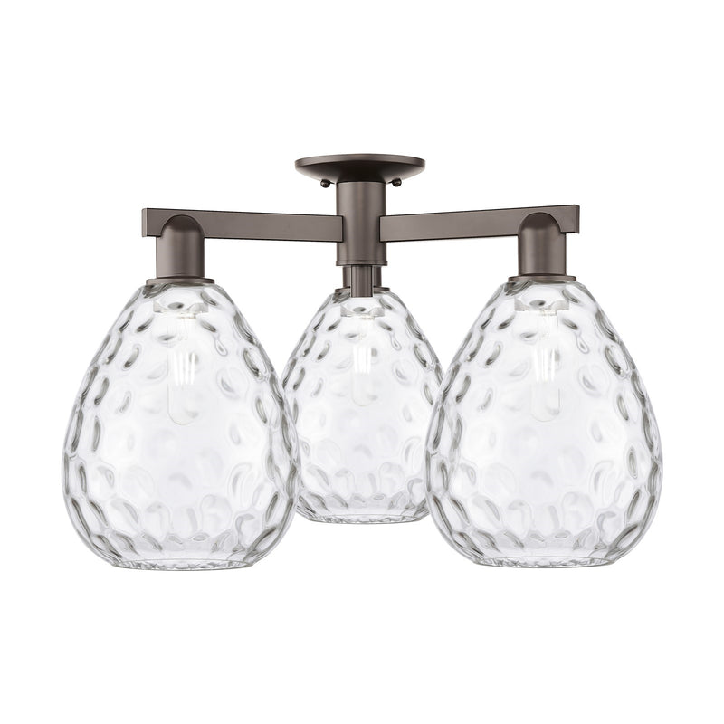 Innovations Waverly 26in 3-Light Semi-Flush Mount | Industrial Oil Rubbed Bronze Steel and Clear Glass | Entryway & Hallway | 25.5 | Model 716-3F-OB-G372