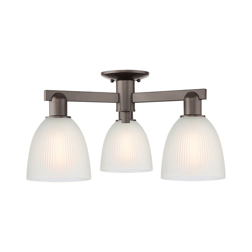 Innovations Castile 24in 3-Light Semi-Flush Mount | Industrial Oil Rubbed Bronze Steel and White Glass | Damp Rated Entryway & | Model 716-3F-OB-G381