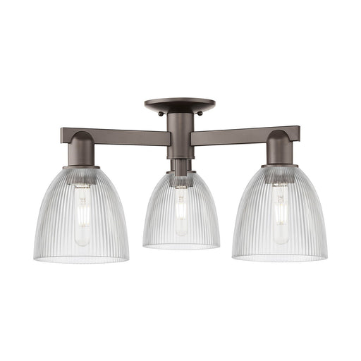 Innovations Castile 24in 3-Light Semi-Flush Mount | Industrial Oil Rubbed Bronze Steel and Clear Glass | Entryway & Hallway | 23.5 | Model 716-3F-OB-G382