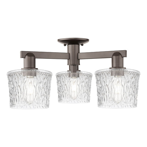 Innovations Niagara 24in 3-Light Semi-Flush Mount | Industrial Oil Rubbed Bronze Steel and Clear Glass | Damp Rated Entryway & | Model 716-3F-OB-G402