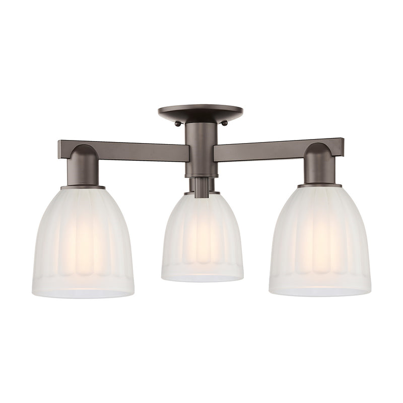 Innovations Brookfield 23.25in 3-Light Semi-Flush Mount | Industrial Oil Rubbed Bronze Steel and White Frosted Glass | Entryway & | Model 716-3F-OB-G441