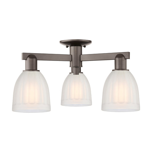 Innovations Brookfield 23.25in 3-Light Semi-Flush Mount | Industrial Oil Rubbed Bronze Steel and White Frosted Glass | Entryway & | Model 716-3F-OB-G441