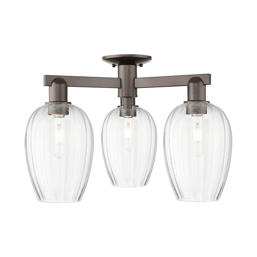 Innovations Preston 3Lt 24" Flute Semi-Flush, OB/Clear - 716-3F-OB-G457-6CL