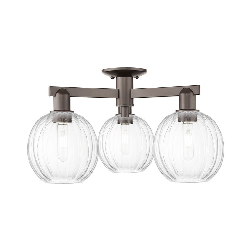 Innovations Preston 3Lt 25" Globe Semi-Flush, OB/Clear - 716-3F-OB-G458-7CL