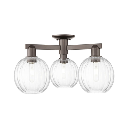 Innovations Preston 3Lt 25" Globe Semi-Flush, OB/Clear - 716-3F-OB-G458-7CL