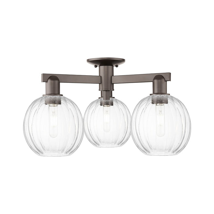 Innovations Preston 3Lt 25" Globe Semi-Flush, OB/Clear - 716-3F-OB-G458-7CL