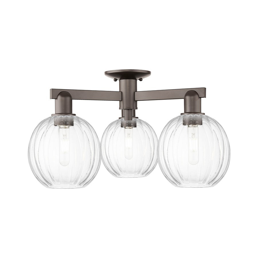 Innovations Preston 3Lt 25" Globe Semi-Flush, OB/Clear - 716-3F-OB-G458-7CL