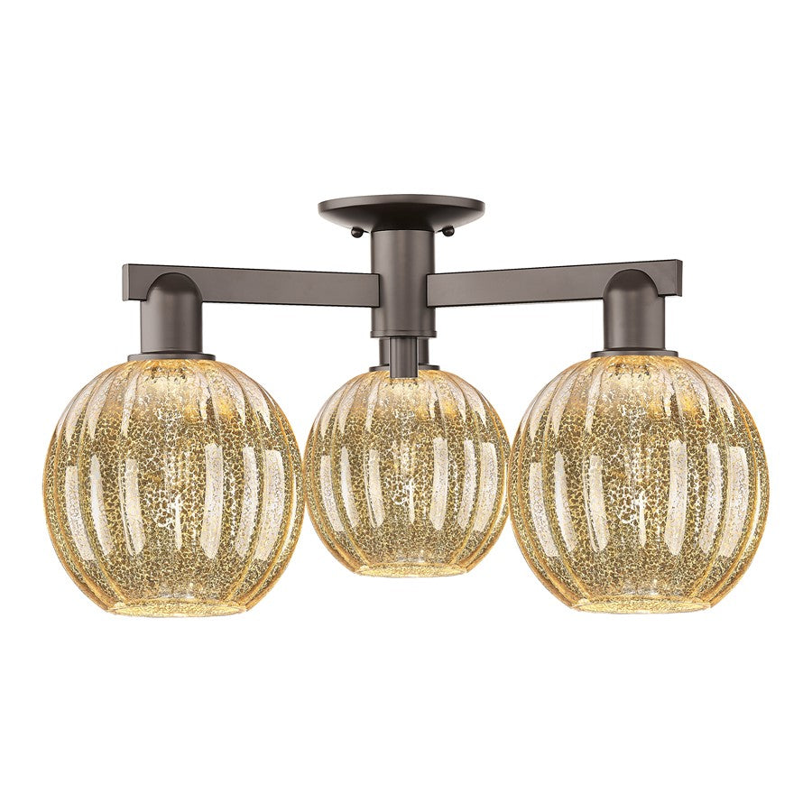 Innovations Preston 3Lt 25" Globe Semi-Flush, Bronze/MC - 716-3F-OB-G458-7ME