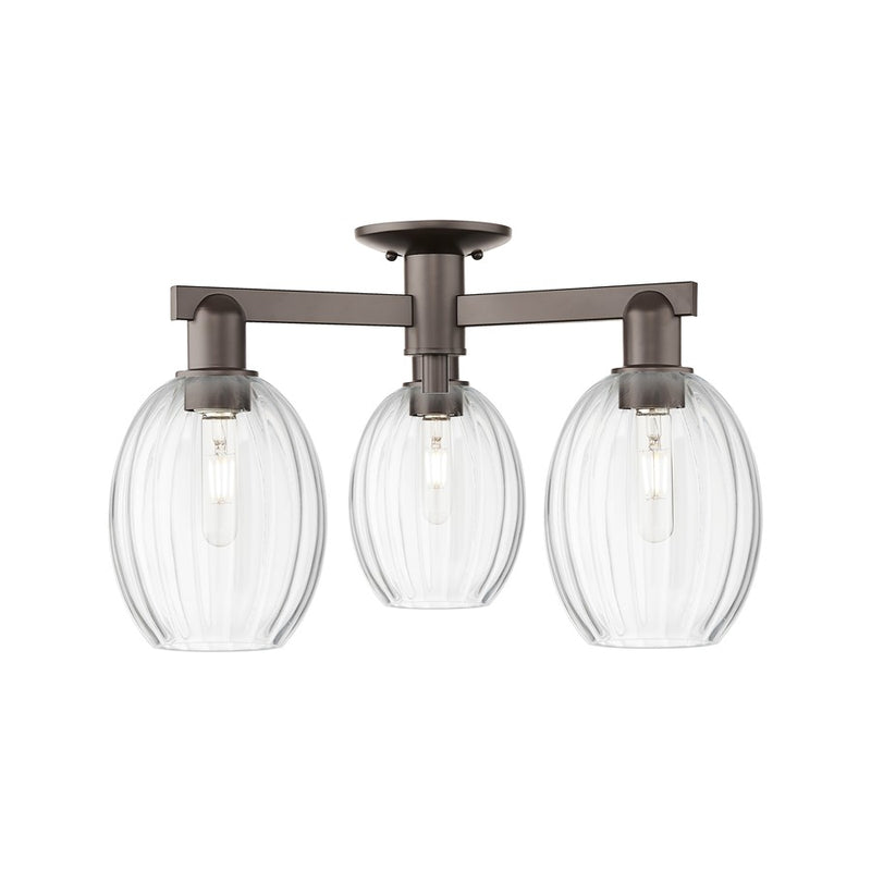 Innovations Preston 3Lt 24" Bulb Semi-Flush, OB/Clear - 716-3F-OB-G459-6CL