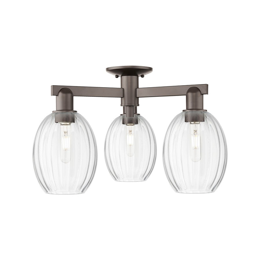 Innovations Preston 3Lt 24" Bulb Semi-Flush, OB/Clear - 716-3F-OB-G459-6CL