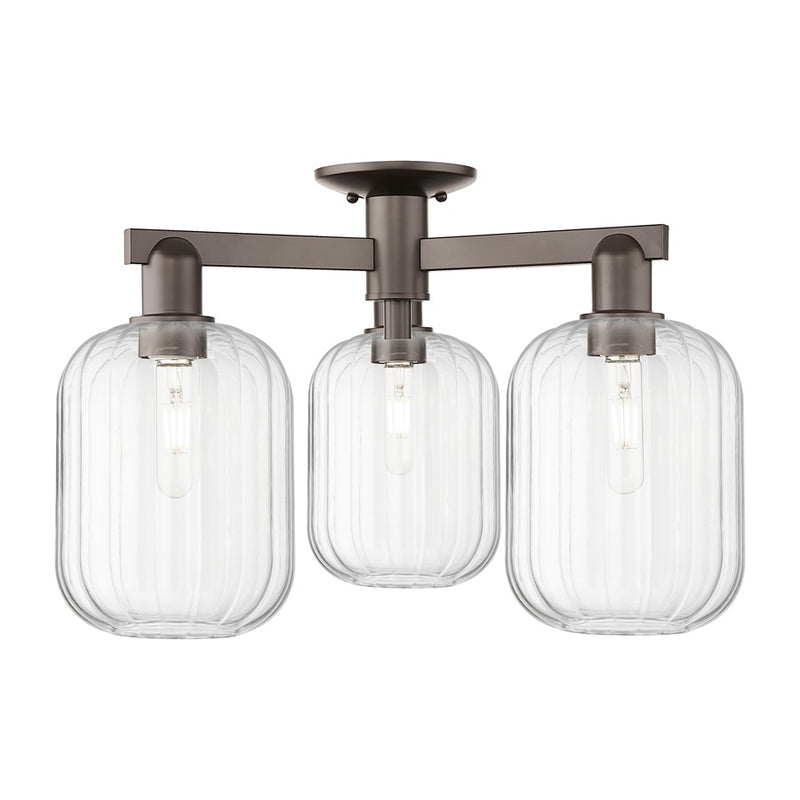 Innovations Preston 3Lt 24" Jar Semi-Flush, OB/Clear - 716-3F-OB-G460-7CL