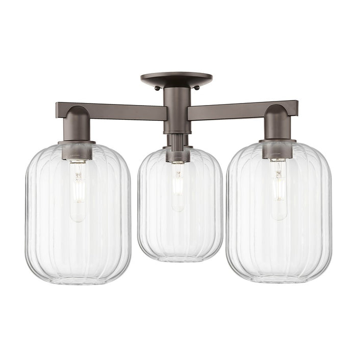 Innovations Preston 3Lt 24" Jar Semi-Flush, OB/Clear - 716-3F-OB-G460-7CL